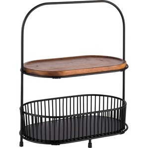 Etagere APS Servierplatten Gr. B/H/L: 17 cm x 37,5 cm x 31 cm, braun (braun, schwarz) Weitere Weihnachtsdeko Antirutsch-Füße