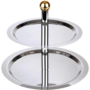 Etagere APS Finesse Servierplatten Gr. Ø 38 cm, grau (chromfarben) Weitere Weihnachtsdeko 2-stufig, Höhe 30 cm