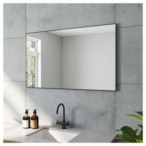 Aquabatos - 100x60 cm Wandspiegel Modern Badspiegel Rechteckiger Spiegel Mattschwarzer Aluminiumrahmen horizontaler Einbau Geeignet für Badezimmer,