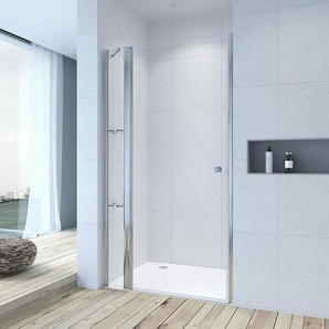 AQUABATOS® Duschtür breit mit Festteil und Eckregalen aus 6mm Echtglas Nano Beschichtung ESG, Drehtür Pendeltür schwingtür in Nische, Duschabtrennung