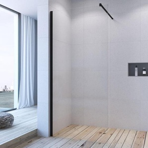 AQUABATOS® Walk in Dusche, Duschwand Glas, Faltbar Duschabtrennung 10 mm ESG-Sicherheitsglas mit Nanobeschichtung 90 x200 cm, Matt-schwarz