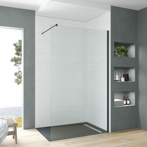 AQUABATOS Walk in Dusche Duschwand Glas Duschabtrennung Duschtrennwand Glastrennwand für Duschwanne Klarglas 8 mm mit NANO Beschichtung schwarz