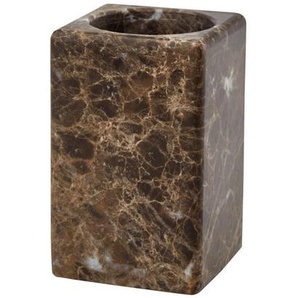 Aquanova Zahnbürstenhalter Hammam, Braun, Stein, 6.7x10.5x6.7 cm, Badaccessoires, Waschplatzzubehör, Zahnputzbecher