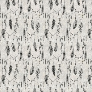 ARCHITECTS PAPER Fototapete Atelier 47 Boho Feather 2 Tapeten Vlies, Wand, Schräge, Decke Gr. B/L: 4 m x 2,7 m, schwarz (schwarz, dunkelgrau, hellgrau) Fototapeten Tapeten