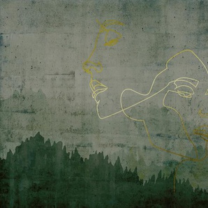 ARCHITECTS PAPER Fototapete Atelier 47 Golden Outline 4 Tapeten Vlies, Wand, Schräge, Decke Gr. B/L: 4 m x 2,7 m, bunt (dunkelgrün, gelb, hellgrün) Fototapeten Tapeten