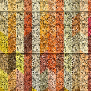 ARCHITECTS PAPER Fototapete Atelier 47 Panelling Artwork 1 Tapeten Vlies, Wand, Schräge, Decke Gr. B/L: 5 m x 2,7 m, bunt (rot, braun, orange) Fototapeten 3D