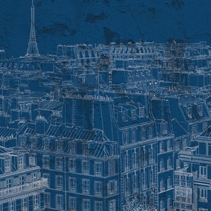 ARCHITECTS PAPER Fototapete Atelier 47 View of Paris 1 Tapeten Vlies, Wand, Schräge, Decke Gr. B/L: 4 m x 2,7 m, blau (weiß, dunkelblau) Fototapeten