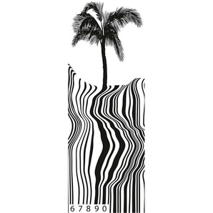 Architects Paper Fototapete Barcode Beach, (1 St), Palmen Tapete Natur Schwarz Weiß Panel 1,00m x 2,80m