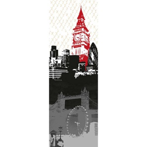 ARCHITECTS PAPER Fototapete London Tapeten Grafik Tapete London Panel Grau Schwarz Weiß Rot 1,00m x 2,80m Gr. B/L: 1 m x 2,8 m, rot (grau, rot, schwarz) Fototapeten Stadt Tapeten