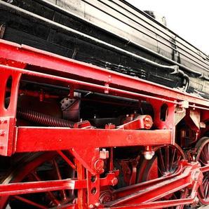 ARCHITECTS PAPER Fototapete Steam Locomotive Tapeten Gr. B/L: 4 m x 2,7 m, rot (creme, grau, rot) Fototapeten 3D
