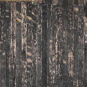 ARCHITECTS PAPER Fototapete Wooden Floor Black Tapeten Vlies, Wand, Schräge Gr. B/L: 6 m x 2,5 m, grau (beige, braun, schwarz) Fototapeten Natur