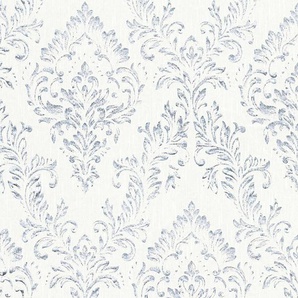 ARCHITECTS PAPER Textiltapete Metallic Silk Tapeten Ornament Tapete Barock Gr. B/L: 0,53 m x 10,05 m, Rollen: 1 St., bunt (silberfarben, weiß) Barock-Tapeten Tapeten