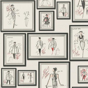 Architects Paper Vliestapete Sketch, leicht strukturiert, Motiv, Strukturmuster, gemustert, Bilderrahmen Tapete Tapete Designer Tapeten Wohnzimmer Schlafzimmer