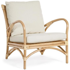 Armlehnen Gartenstuhl Alicante 62x82x73cm aus Kubu-Rattan Natur inkl Sitzpolster