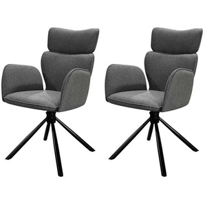 Armlehnenstuhl 2er-Set  Seattle ¦ grau ¦ Maße (cm): B: 60 H: 93
