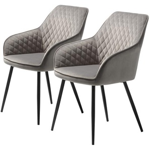 Armlehnenstuhl 2er-Set 58 x 84 x 59cm Grau/Grau