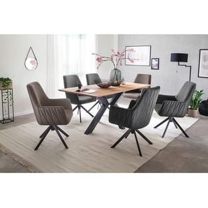 Drehbarer Armlehnenstuhl Fleurey 2er-Set 60 x 92 x 65cm Braun/Cappuccino