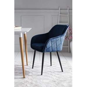 Armlehnenstuhl Josephine 61 x 85 x 60cm Blau/Dunkelblau