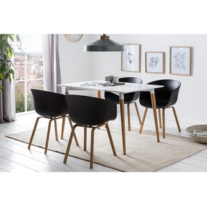 Armlehnenstuhl Loppi 2er-Set 55 x 78 x 54cm Schwarz/Schwarz