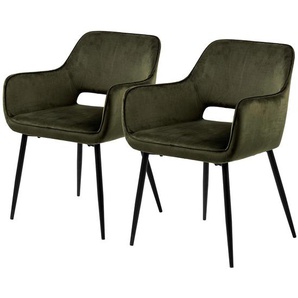Armlehnenstuhl Rivanna 56 x 79 x 60cm 2er Set Grün/Olivgrün