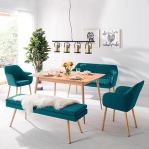 Armlehnenstuhl Typ A 57 x 83 x 61cm Webstoff Cors: Petrol Blau 2er Set