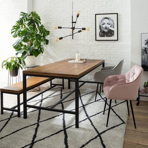 Armlehnenstuhl TILLY 60 x 84 x 56cm Einzelstuhl Samt Vilda: Altrosa Pink/Altrosa