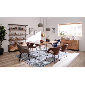 Armlehnenstuhl Woodlawn II 60 x 73 x 45cm 2er Set Braun/Braun