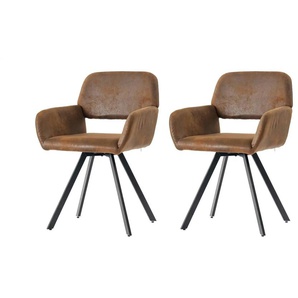 Armlehnstuhl 2er-Set 360° drehbar - braun - Materialmix - 56 cm - 83 cm | Möbel Kraft