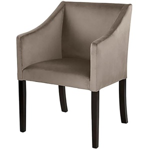 Armlehnstuhl FINK Stühle Gr. B/H/T: 60 cm x 84 cm x 62 cm, Samtvelours VELVET, grau (taupe) Armlehnstühle mit schmalen, schwarzen Beinen