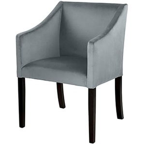 Armlehnstuhl FINK Stühle Gr. B/H/T: 60 cm x 84 cm x 62 cm, Samtvelours VELVET, grau (dunkelgrau) Armlehnstühle mit schmalen, schwarzen Beinen