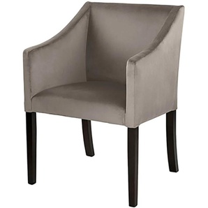 Armlehnstuhl FINK Stühle Gr. B/H/T: 60 cm x 84 cm x 62 cm, Samtvelours VELVET, grau (zink) Armlehnstühle mit schmalen, schwarzen Beinen