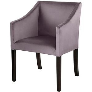 Armlehnstuhl FINK Stühle Gr. B/H/T: 60 cm x 84 cm x 62 cm, Samtvelours VELVET, rosa Armlehnstühle mit schmalen, schwarzen Beinen