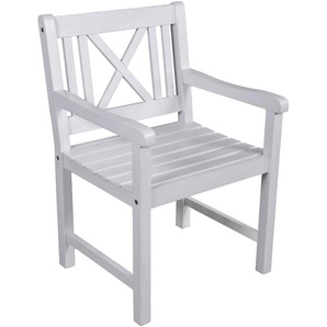 Armlehnstuhl GARDEN PLEASURE MALMÖ Stühle Gr. B/H/T: 58 cm x 89 cm x 59 cm, Massivholz, weiß (weiß, weiß) Armlehnstühle