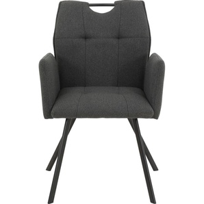 Armlehnstuhl HELA VENUS Stühle Gr. 4 St., Flachgewebe, grau (anthrazit, schwarz) Armlehnstühle 120 Kg Belastbarkeit, zertifizierter nachhaltiger Bezug