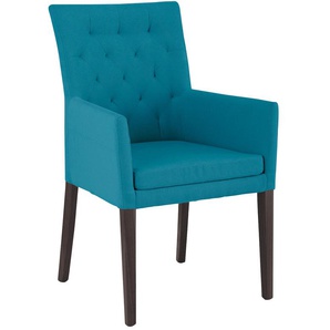 Armlehnstuhl HOME AFFAIRE Colorado Stühle Gr. B/H/T: 60 cm x 94,5 cm x 60 cm, 1 St., Luxus-Microfaser, Massivholz, blau (petrol, wenge) Armlehnstühle Beine aus massiver Buche, wengefarben lackiert