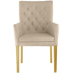 Armlehnstuhl HOME AFFAIRE Colorado Stühle Gr. B/H/T: 60 cm x 94,5 cm x 60 cm, 1 St., Microfaser Lederoptik, Massivholz, beige (beige, eiche natur) Armlehnstühle Gestell aus Massivholz