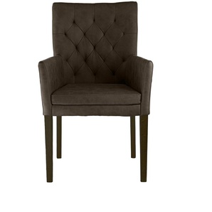 Armlehnstuhl HOME AFFAIRE Colorado Stühle Gr. B/H/T: 60 cm x 94,5 cm x 60 cm, 1 St., Microfaser Lederoptik, Massivholz, braun (braun, wenge) Armlehnstühle Gestell aus Massivholz