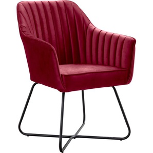Armlehnstuhl HOME AFFAIRE Tenor Stühle Gr. B/H/T: 64 cm x 88,5 cm x 66 cm, 1 St., Luxus-Microfaser, Metall, rot (rot (avelina 9930), schwarz) Armlehnstühle Mit verschiedenen Gestellen erhältlich