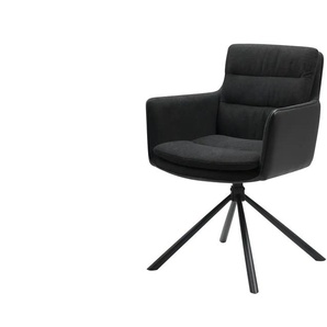 Armlehnstuhl in Lederlook 360° drehbar - schwarz - Materialmix - 59 cm - 88 cm - cm 63,0 | Möbel Kraft