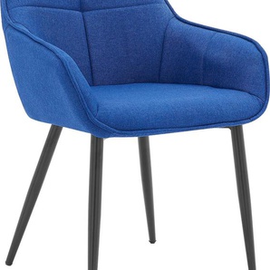 Armlehnstuhl INOSIGN Maretta Stühle Gr. B/H/T: 55 cm x 86 cm x 46 cm, Metall, blau (blau, schwarz, schwarz) Armlehnstühle mit gestepptem Rücken
