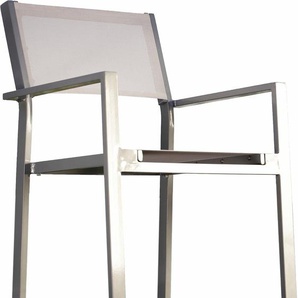 Armlehnstuhl JANKURTZ cubic Stühle Gr. B/H/T: 57 cm x 85 cm x 45 cm, Gitterwebstoff BATYLINE, Aluminium, weiß (weiß, silberfarben) Armlehnstühle outdoorgeeignet, stapelbar, in 2 Ausführungen