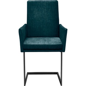 Armlehnstuhl K+W KOMFORT & WOHNEN Stühle Gr. B/H/T: 55 cm x 96 cm x 64 cm, Flachgewebe, Metall, blau (turquoise 25, schwarz) Armlehnstühle