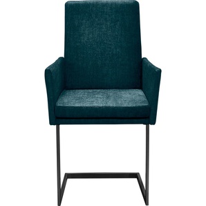 Armlehnstuhl K+W KOMFORT & WOHNEN Stühle Gr. B/H/T: 55 cm x 96 cm x 64 cm, Flachgewebe, Metall, blau (turquoise 25, schwarz) Armlehnstühle stabiles Hochkantrohr, Untergestell in Edelstahloptik oder schwarz