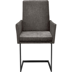 Armlehnstuhl K+W KOMFORT & WOHNEN Stühle Gr. B/H/T: 55 cm x 96 cm x 64 cm, Flachgewebe, Metall, grau (grey 80, schwarz) Armlehnstühle
