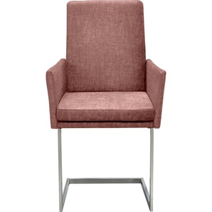 Armlehnstuhl K+W KOMFORT & WOHNEN Stühle Gr. B/H/T: 55 cm x 96 cm x 64 cm, Flachgewebe, Metall, rosa (oldrose 90, edelstahloptik) Armlehnstühle stabiles Hochkantrohr, Untergestell in Edelstahloptik oder schwarz