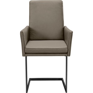 Armlehnstuhl K+W KOMFORT & WOHNEN Stühle Gr. B/H/T: 55 cm x 96 cm x 64 cm, Leder CLOUD, Metall, grün (kaktus 21, schwarz) Armlehnstühle