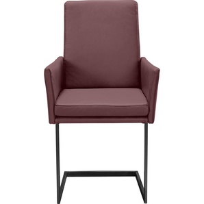 Armlehnstuhl K+W KOMFORT & WOHNEN Stühle Gr. B/H/T: 55 cm x 96 cm x 64 cm, Leder CLOUD, Metall, rot (cabernet 15, schwarz) Armlehnstühle