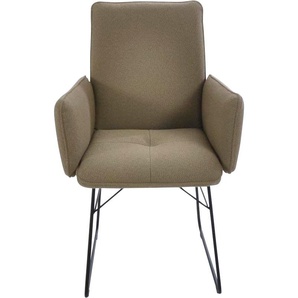 Armlehnstuhl K+W KOMFORT & WOHNEN Stühle Gr. B/H/T: 61 cm x 91 cm x 62 cm, 1 St., Flachgewebe Q2 2250, Metall, beige (sand, schwarz) Armlehnstühle Drahtkufengestell in Metall schwarz, Griff am Rücken, Steppung im Sitz