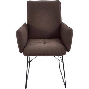 Armlehnstuhl K+W KOMFORT & WOHNEN Stühle Gr. B/H/T: 61 cm x 91 cm x 62 cm, 1 St., Flachgewebe Q2 2250, Metall, braun (dunkelbraun, schwarz) Armlehnstühle Drahtkufengestell in Metall schwarz, Griff am Rücken, Steppung im Sitz