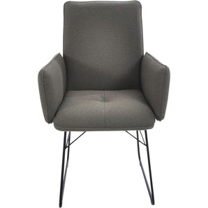Armlehnstuhl K+W KOMFORT & WOHNEN Stühle Gr. B/H/T: 61 cm x 91 cm x 62 cm, 1 St., Flachgewebe Q2 2250, Metall, braun (schlamm, schwarz) Armlehnstühle Drahtkufengestell in Metall schwarz, Griff am Rücken, Steppung im Sitz